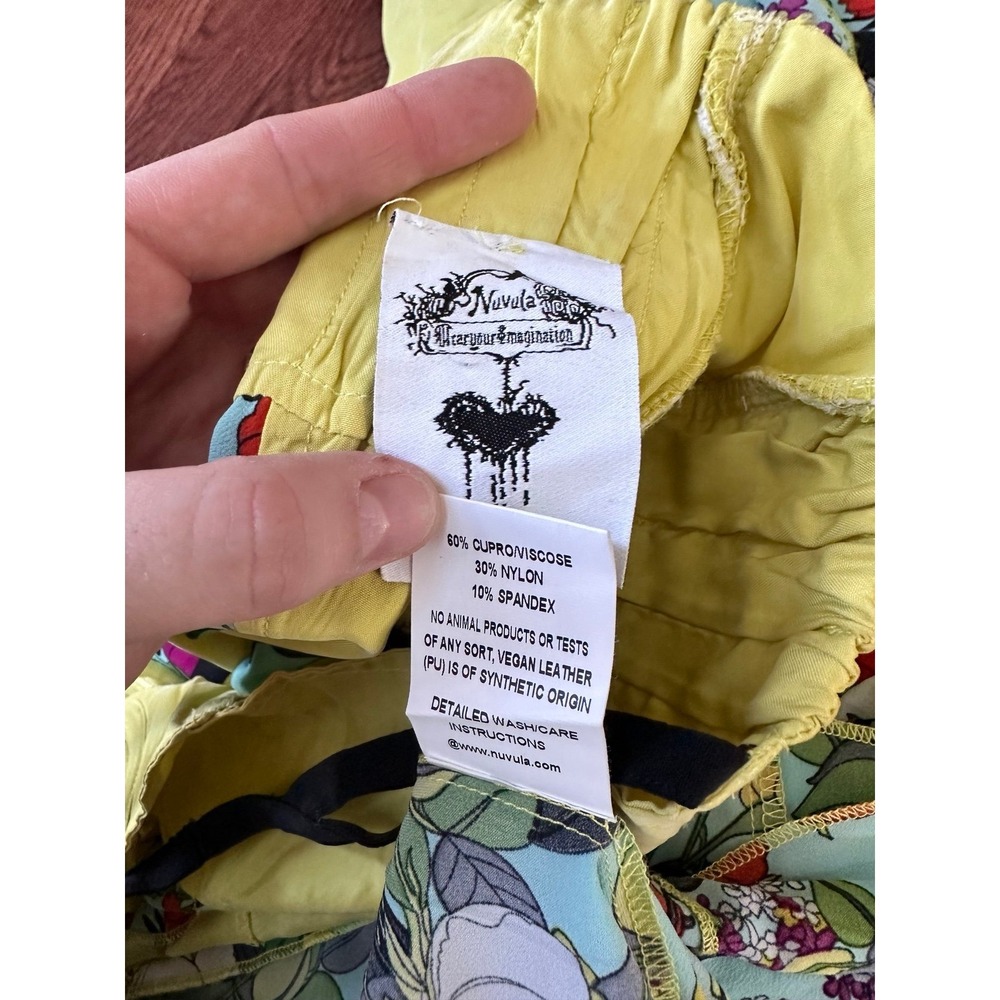 Nuvula Strappy Black Lime Floral Unique Cutout Pattern High Low Dress‎ - Picture 11 of 12